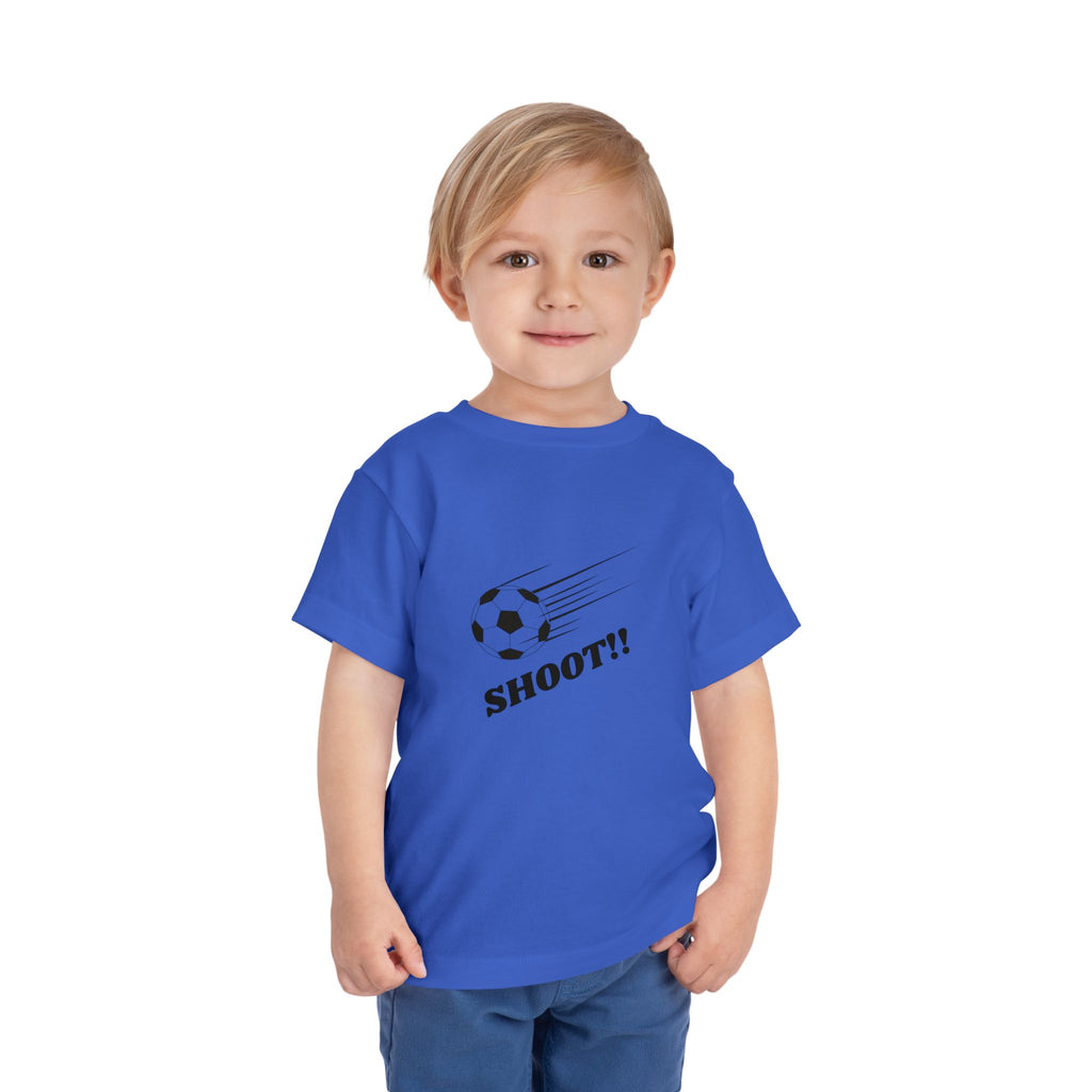Toddler Tee — "Football Says Shoot" Kids Football Short Sleeve Shirt