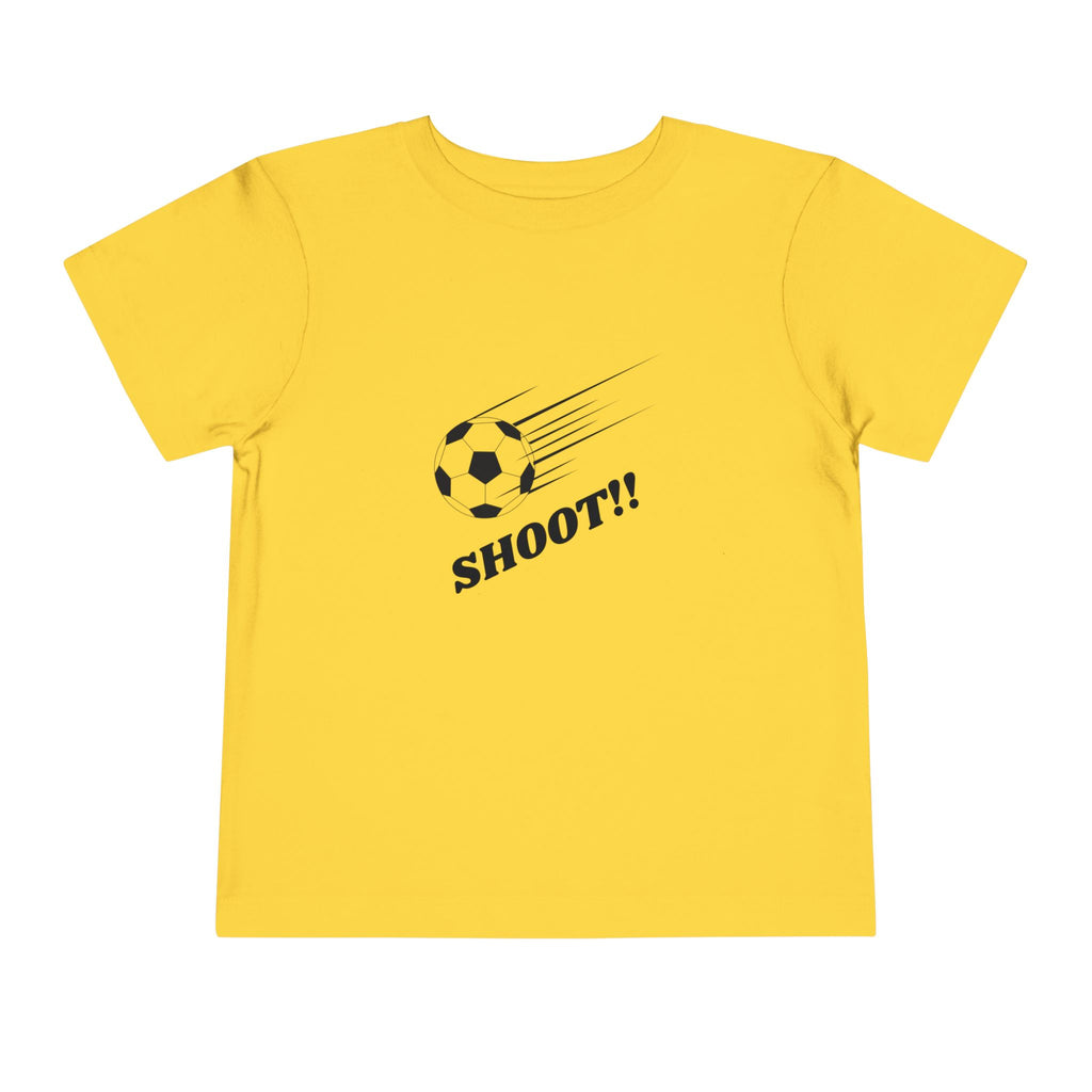 Toddler Tee — "Football Says Shoot" Kids Football Short Sleeve Shirt