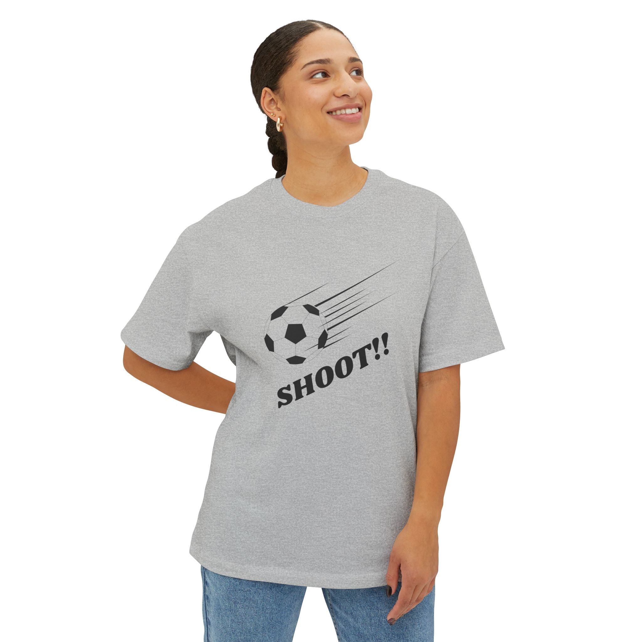 Football "Shoot" Graphic Tee — Oversized Boxy Soccer-Style Shirt