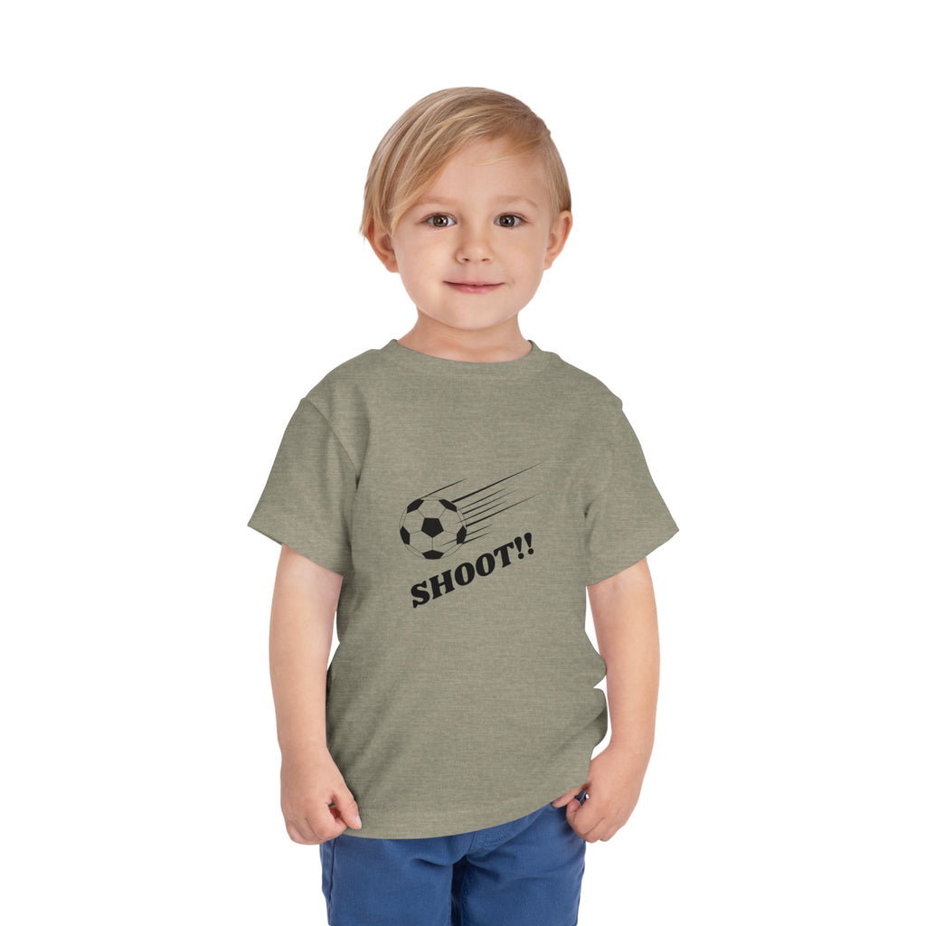 Toddler Tee — "Football Says Shoot" Kids Football Short Sleeve Shirt