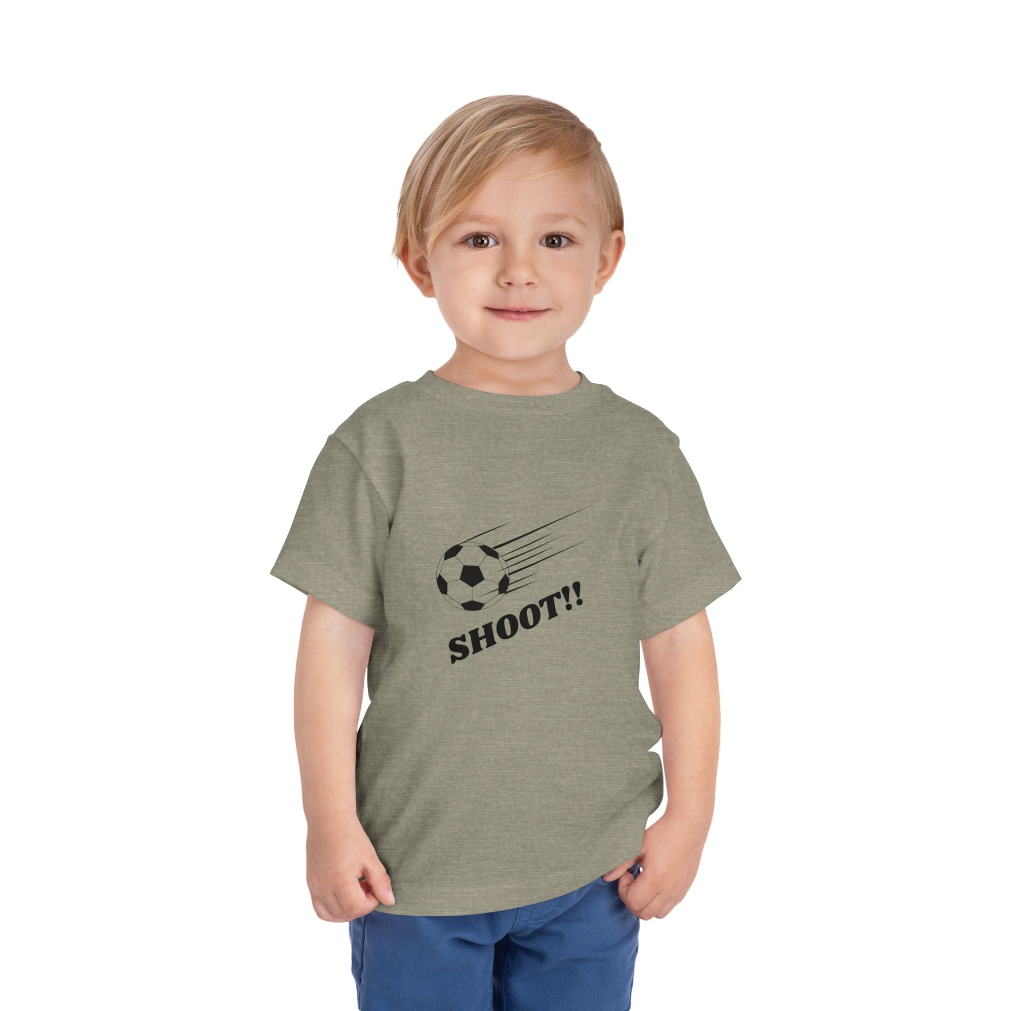 Toddler Tee — "Football Says Shoot" Kids Football Short Sleeve Shirt