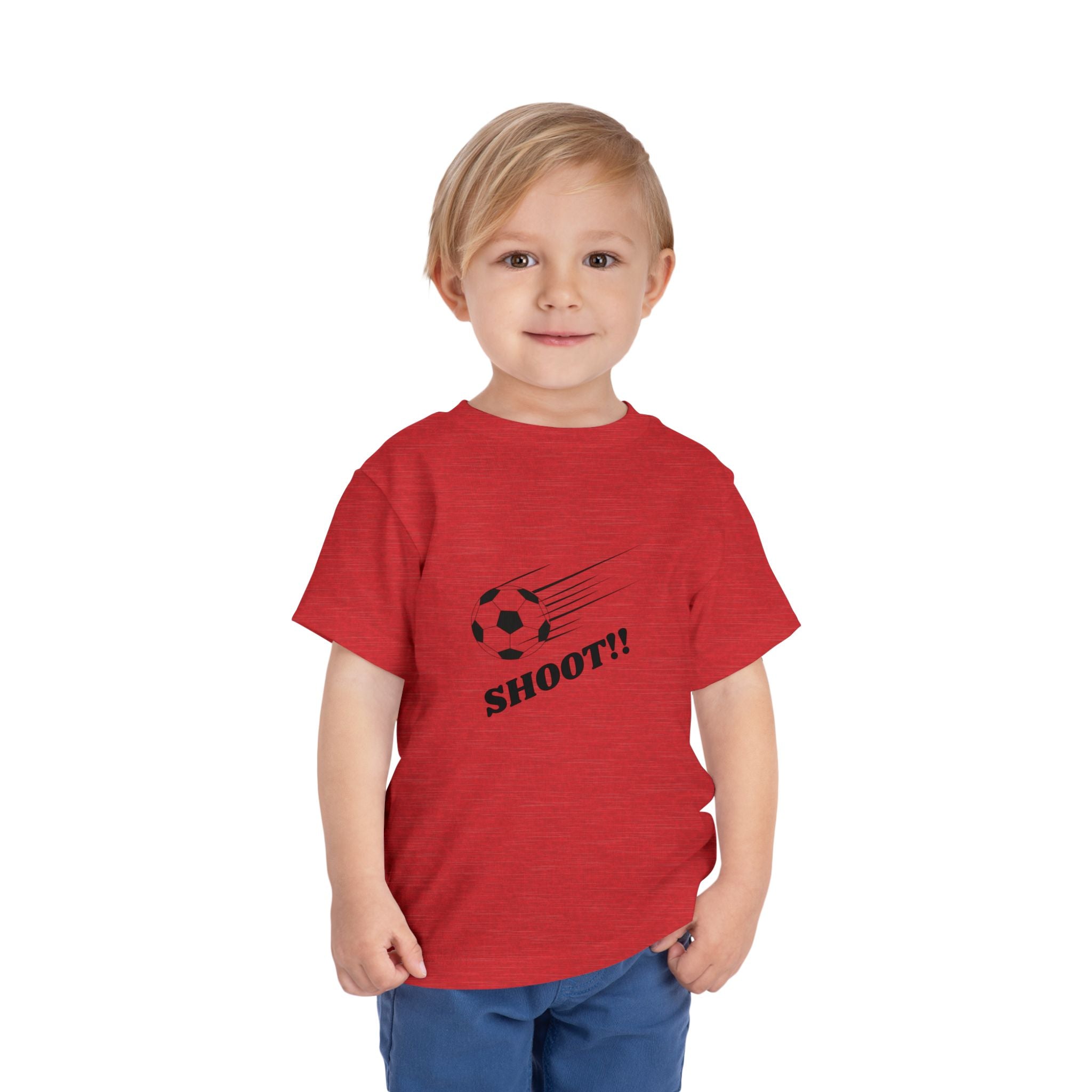 Toddler Tee — "Football Says Shoot" Kids Football Short Sleeve Shirt