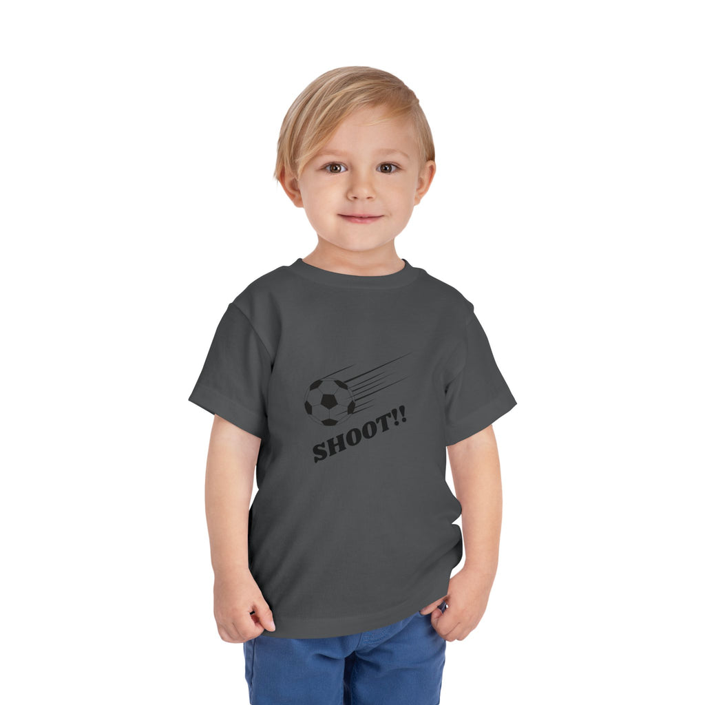 Toddler Tee — "Football Says Shoot" Kids Football Short Sleeve Shirt
