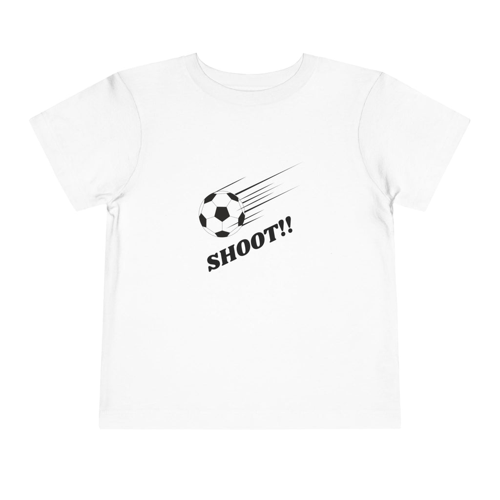 Toddler Tee — "Football Says Shoot" Kids Football Short Sleeve Shirt