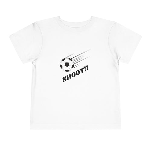 Toddler Tee — "Football Says Shoot" Kids Football Short Sleeve Shirt