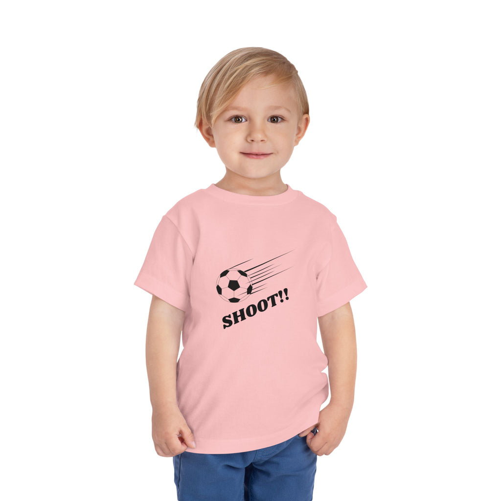 Toddler Tee — "Football Says Shoot" Kids Football Short Sleeve Shirt