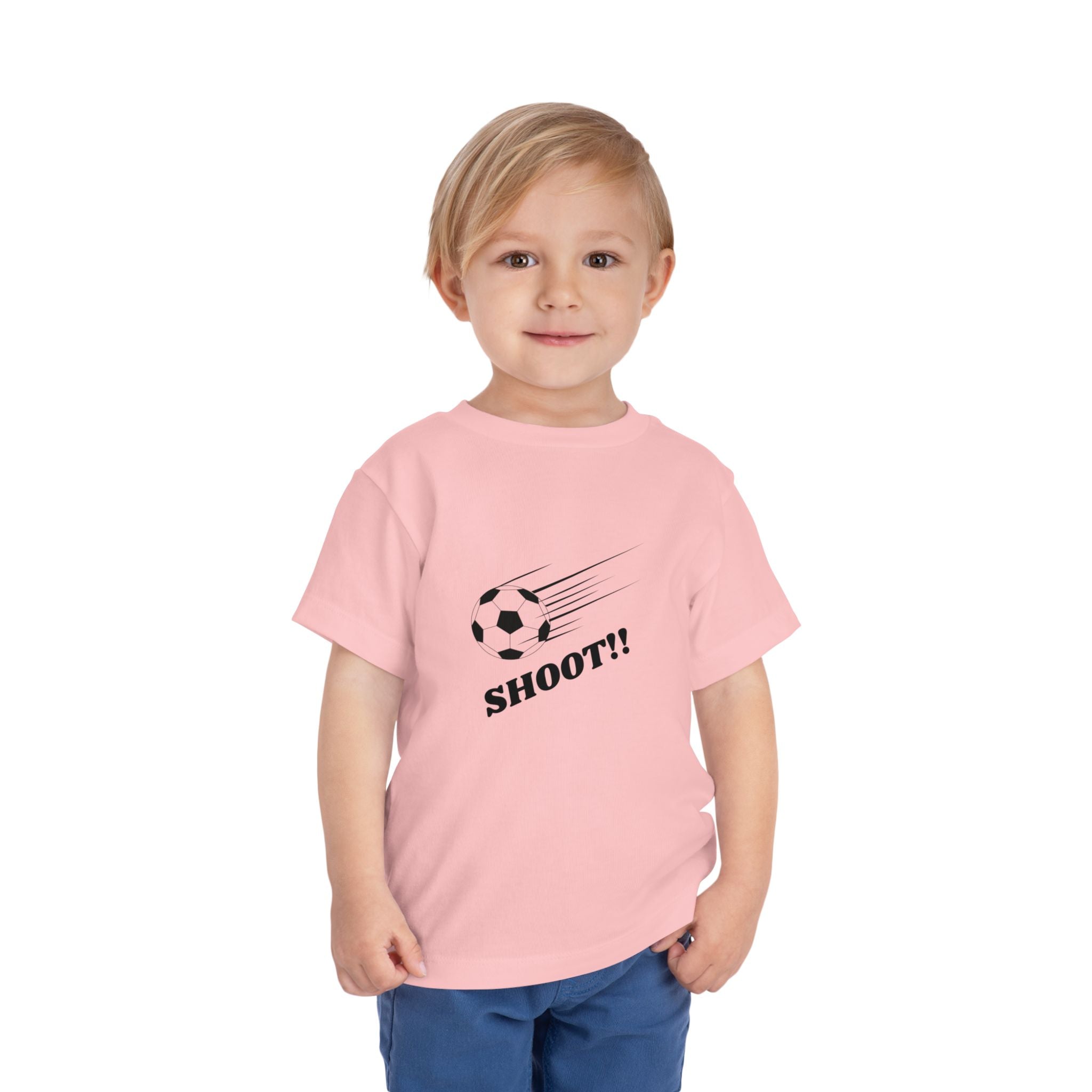 Toddler Tee — "Football Says Shoot" Kids Football Short Sleeve Shirt
