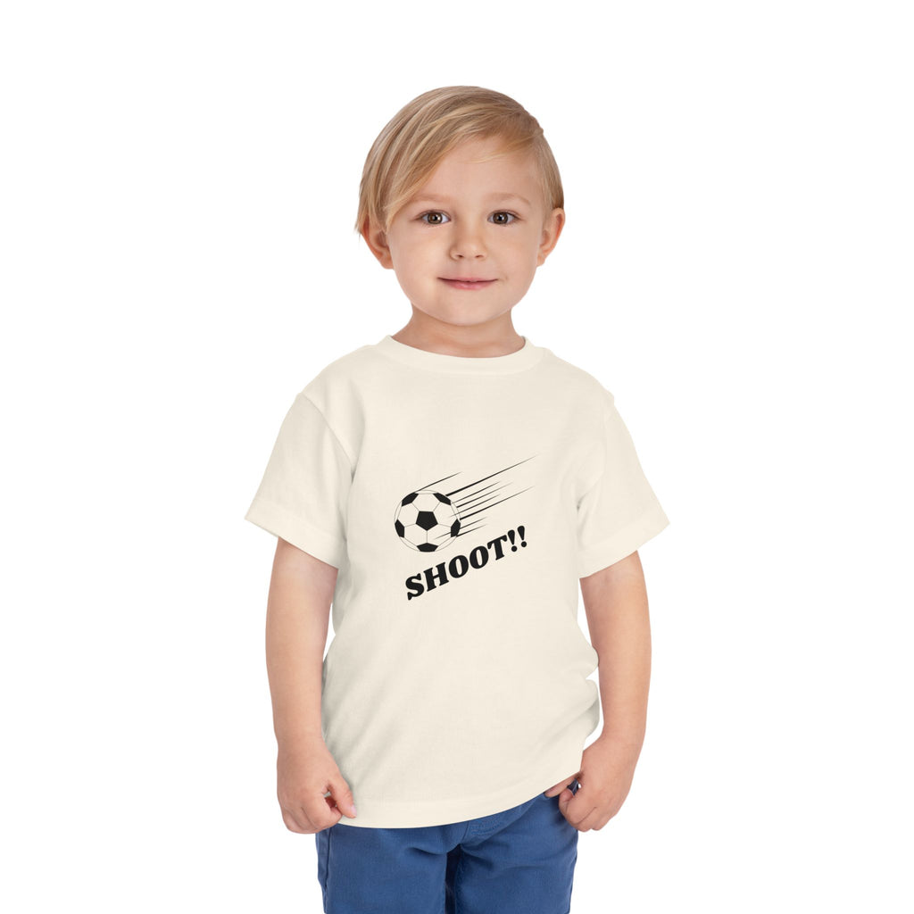 Toddler Tee — "Football Says Shoot" Kids Football Short Sleeve Shirt