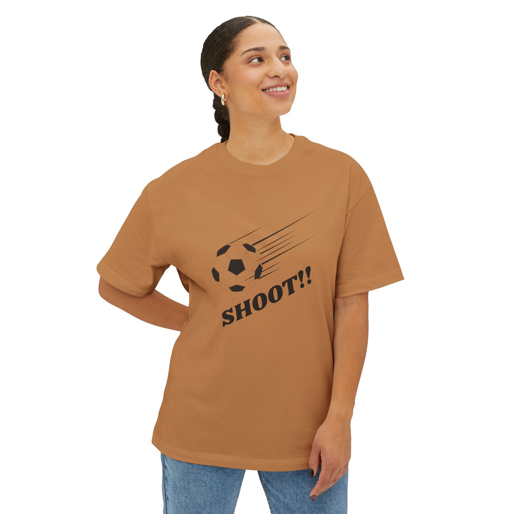 Football "Shoot" Graphic Tee — Oversized Boxy Soccer-Style Shirt