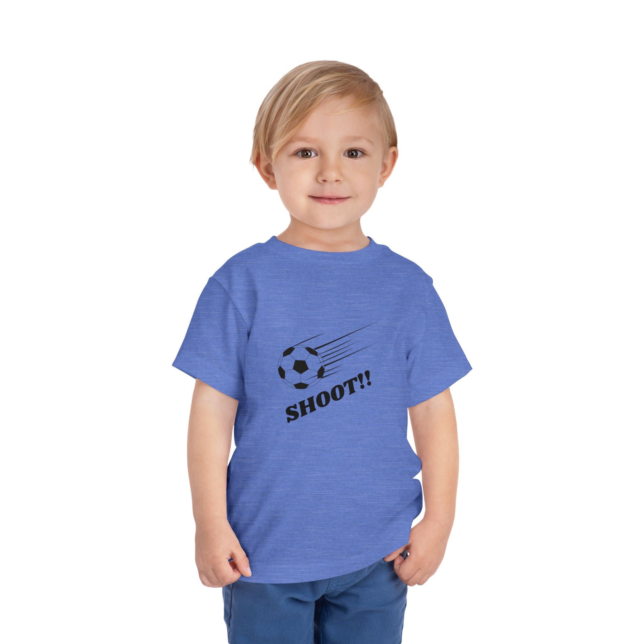 Toddler Tee — "Football Says Shoot" Kids Football Short Sleeve Shirt