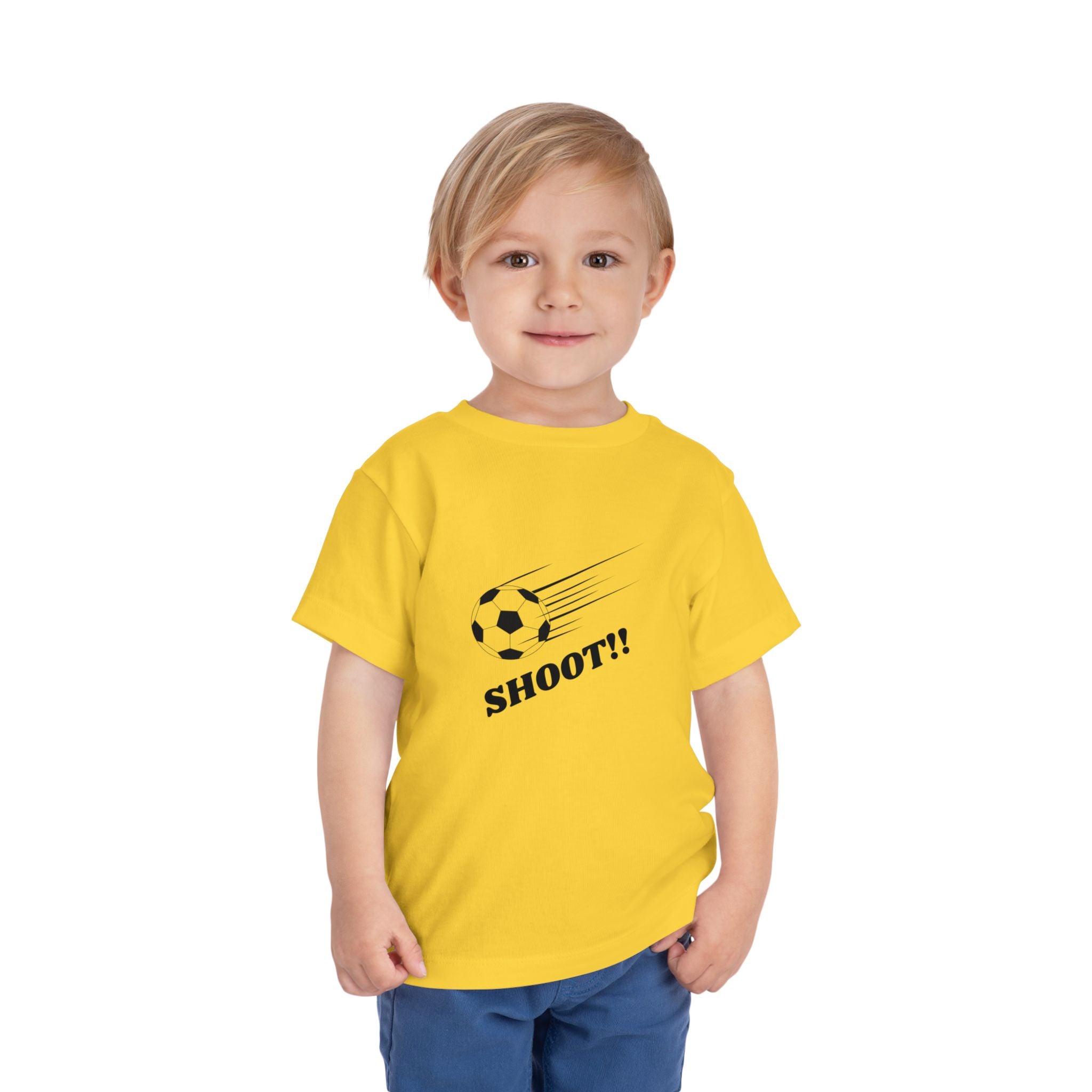 Toddler Tee — "Football Says Shoot" Kids Football Short Sleeve Shirt