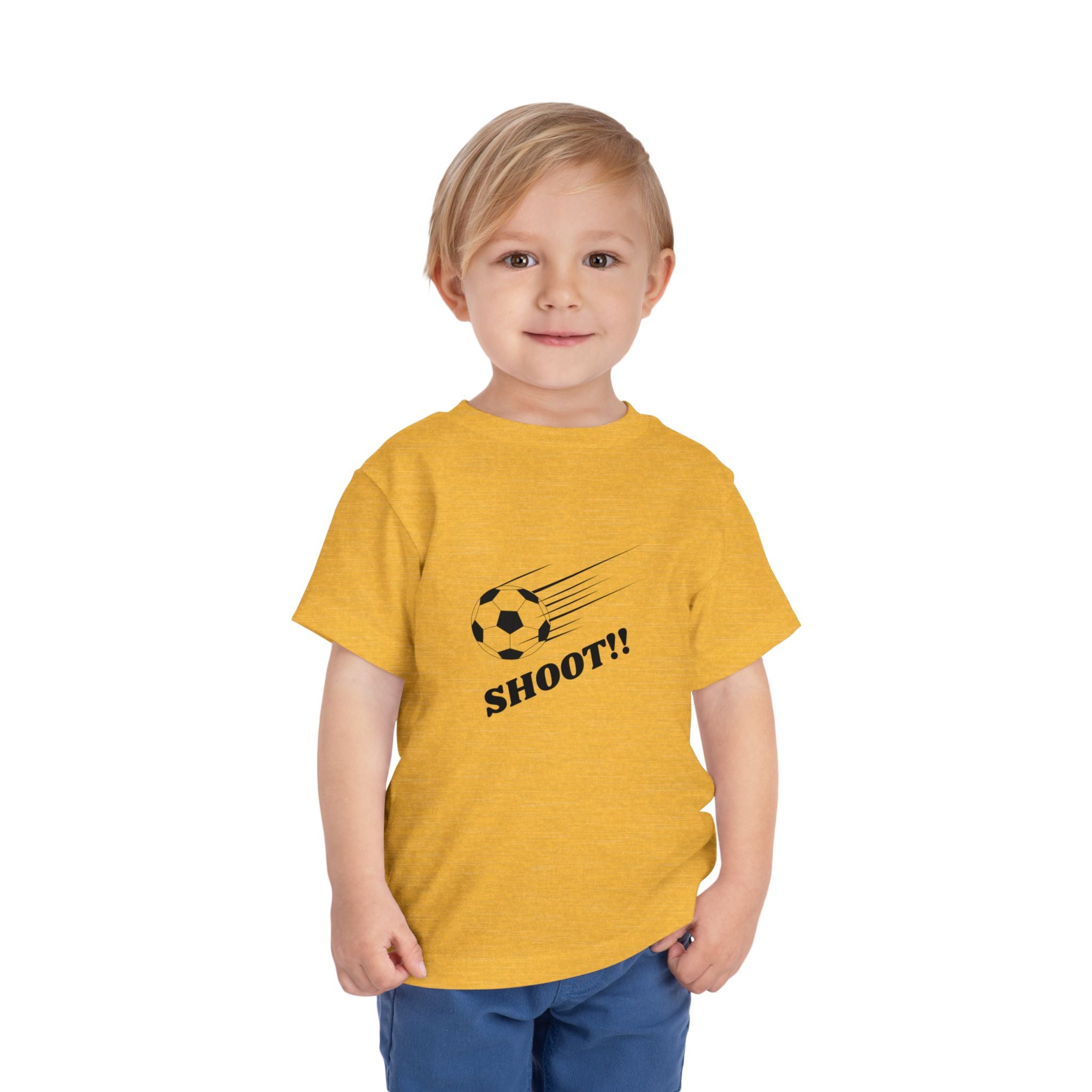 Toddler Tee — "Football Says Shoot" Kids Football Short Sleeve Shirt