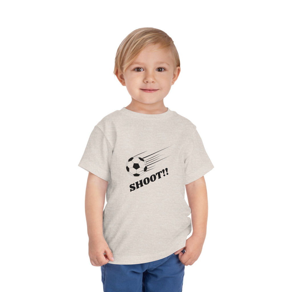Toddler Tee — "Football Says Shoot" Kids Football Short Sleeve Shirt