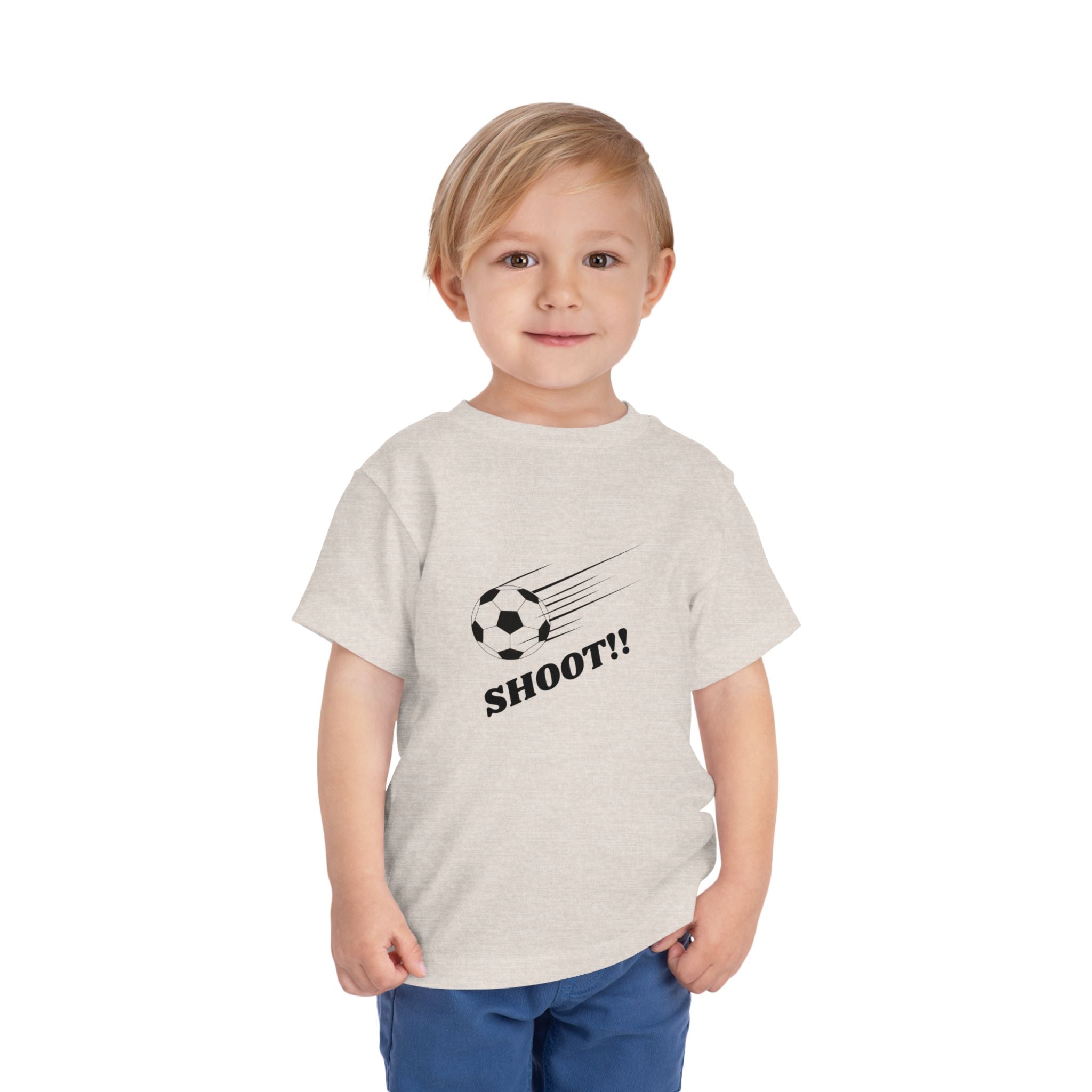 Toddler Tee — "Football Says Shoot" Kids Football Short Sleeve Shirt