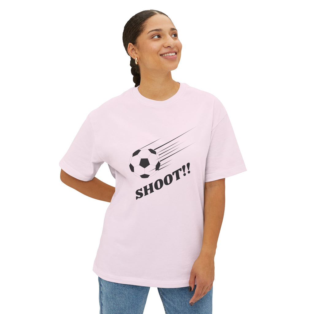 Football "Shoot" Graphic Tee — Oversized Boxy Soccer-Style Shirt