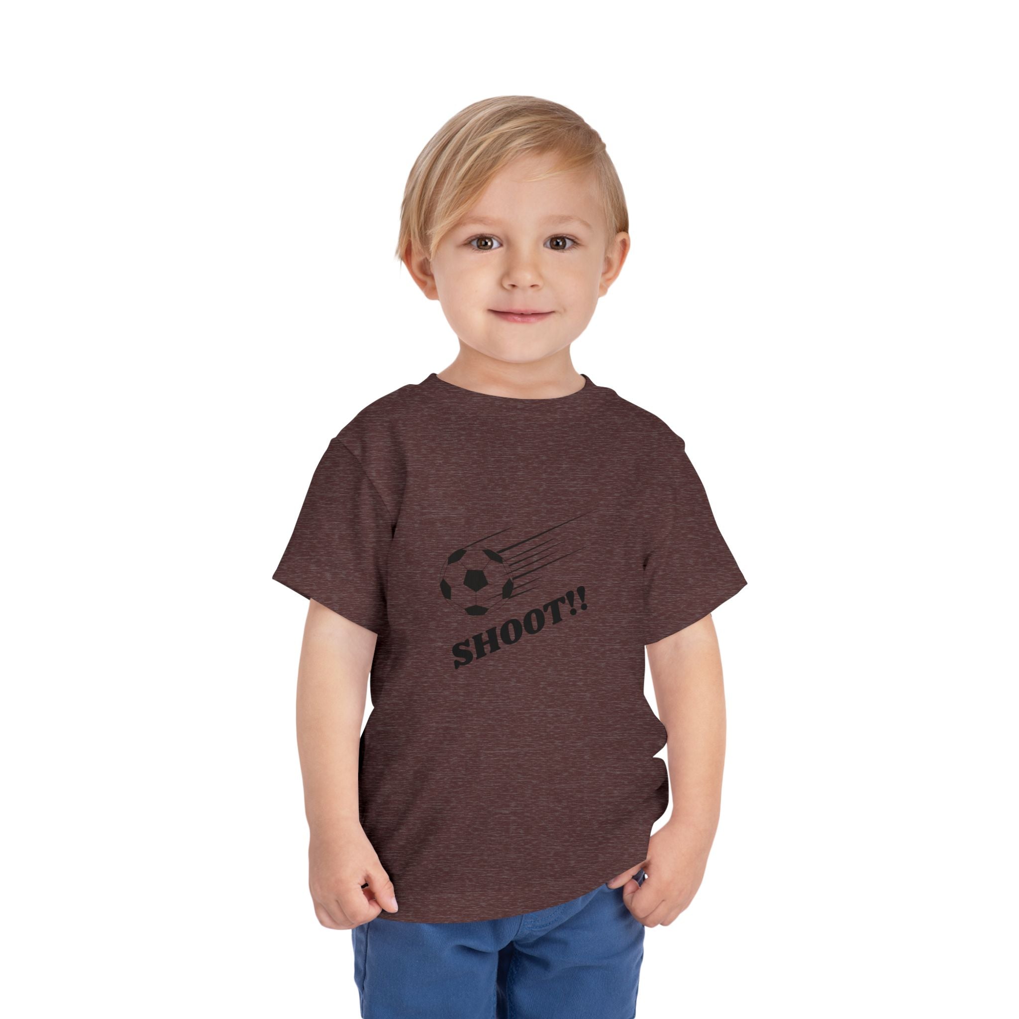 Toddler Tee — "Football Says Shoot" Kids Football Short Sleeve Shirt