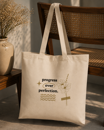 Wildflower Canvas Tote Bag | Minimal Floral Tote