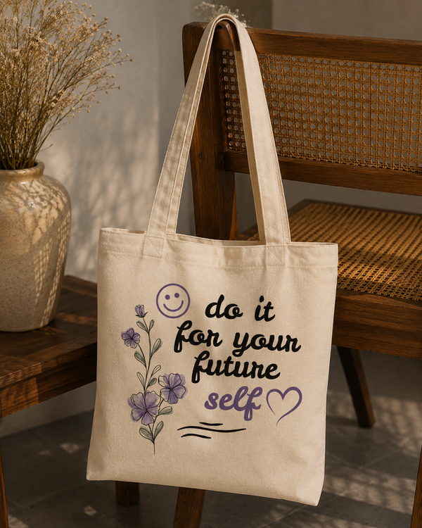 Wildflower Canvas Tote Bag | Minimal Floral Tote