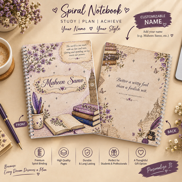 Personalized Floral Aesthetic A4 Spiral Notebook – Custom Name